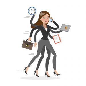A graphic of a busy woman with multiple arms juggling responsibilities. This could represent the issues an autism therapist in Chicago, IL can offer support with. Learn more about therapy for neurodiverse adults or about online therapy in Illinois today! 94303 