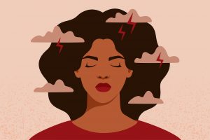 A graphic of a woman with storms around her head. Learn how a female autism specialist can offer support in understanding yourself. Learn more about therapy for neurodiverse adults and support for women with autism in Illinois.